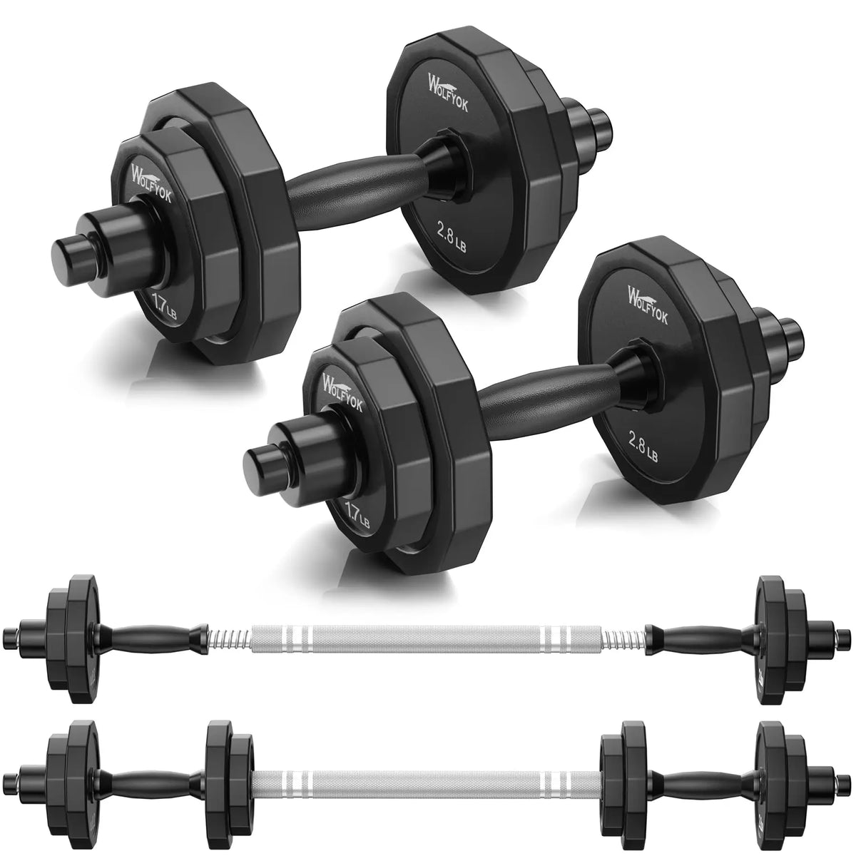 Weights Dumbbells Set Adjustable Dumbbell Sets 22Lbs 44Lbs 66Lbs 88Lbs/with Solid Steel Barbell Free Weight Set with Connector Workout