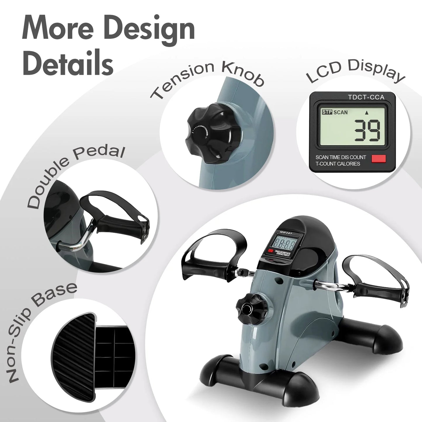 Mini Under Desk Pedal Exerciser Bike Multi-Function Motorized Digital/With LCD Screen Display for Leg Arm and Knee for Elderly