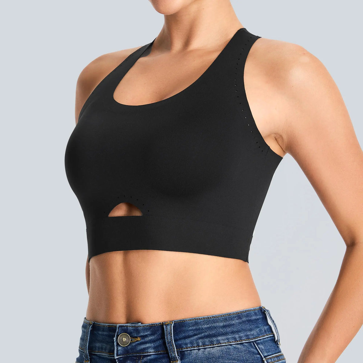 THE GYM PEOPLE Women's Wireless Cross Back/Sports Bras Padded Low Impact Seamless Bra