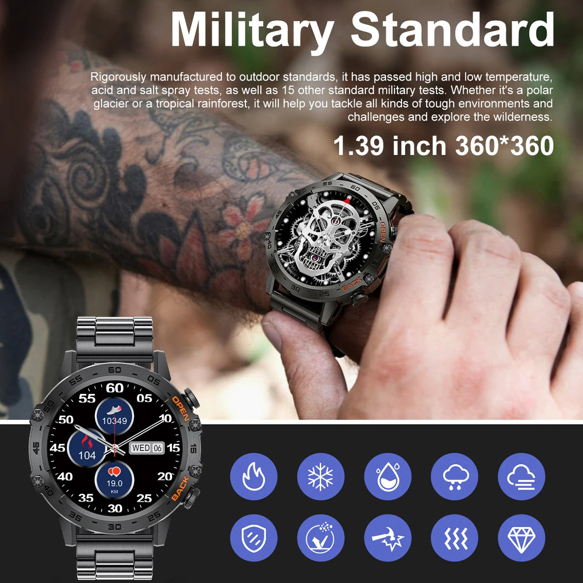 LIGE Smartwtach For Men Bluetooth Calling Waterproof Watches Health Monitoring/400mAh Outdoor Sport Smartwatch Man