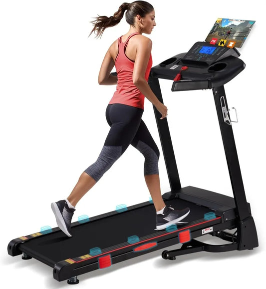 15% Auto Incline Treadmill for Home 0.5-10 MPH Speed/Foldable Treadmills with APP Speaker 18" Wider Belt 15 Programs