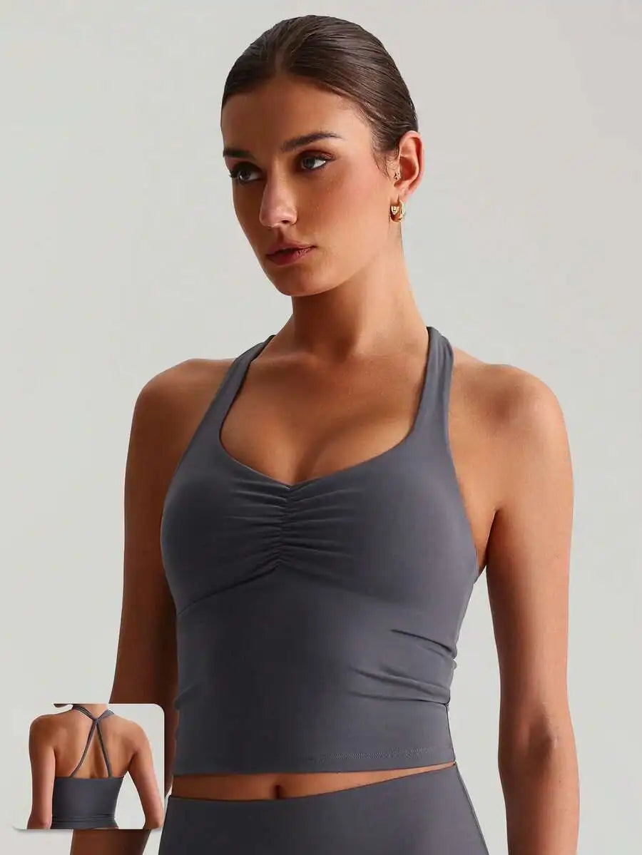 MASKERT "Sports Bra Top" Women's Built-In Cups Yoga Vest/High-Stretch Lounge & Commute Wear