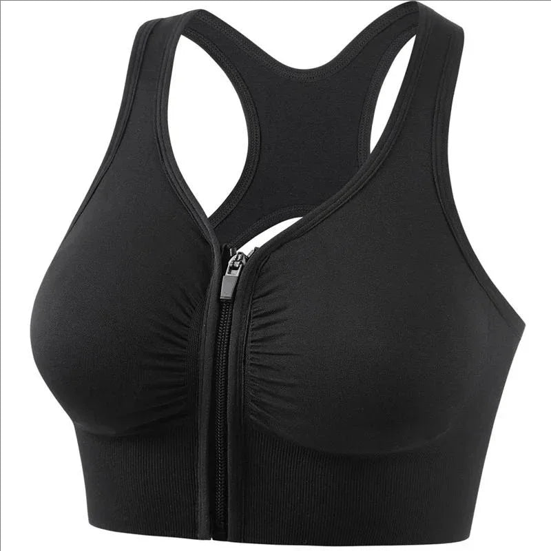 Women's sports bra fitness top front zipper design/sports vest fashionable bra yoga gym sports bra