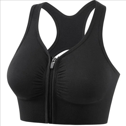 Women's sports bra fitness top front zipper design/sports vest fashionable bra yoga gym sports bra