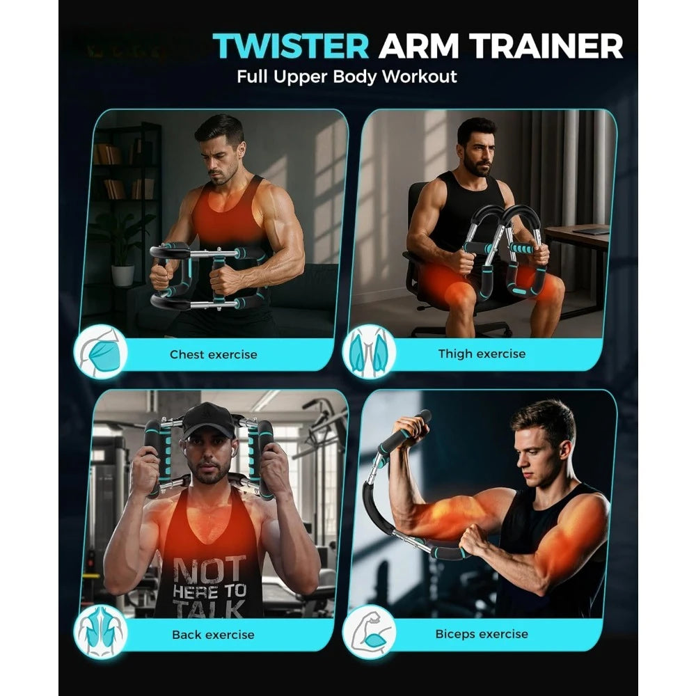 5 Levels Adjustable Twister Arm Chest Trainer 40-130lbs/Resistance Home Gym Strength Exercise Equipment Blue