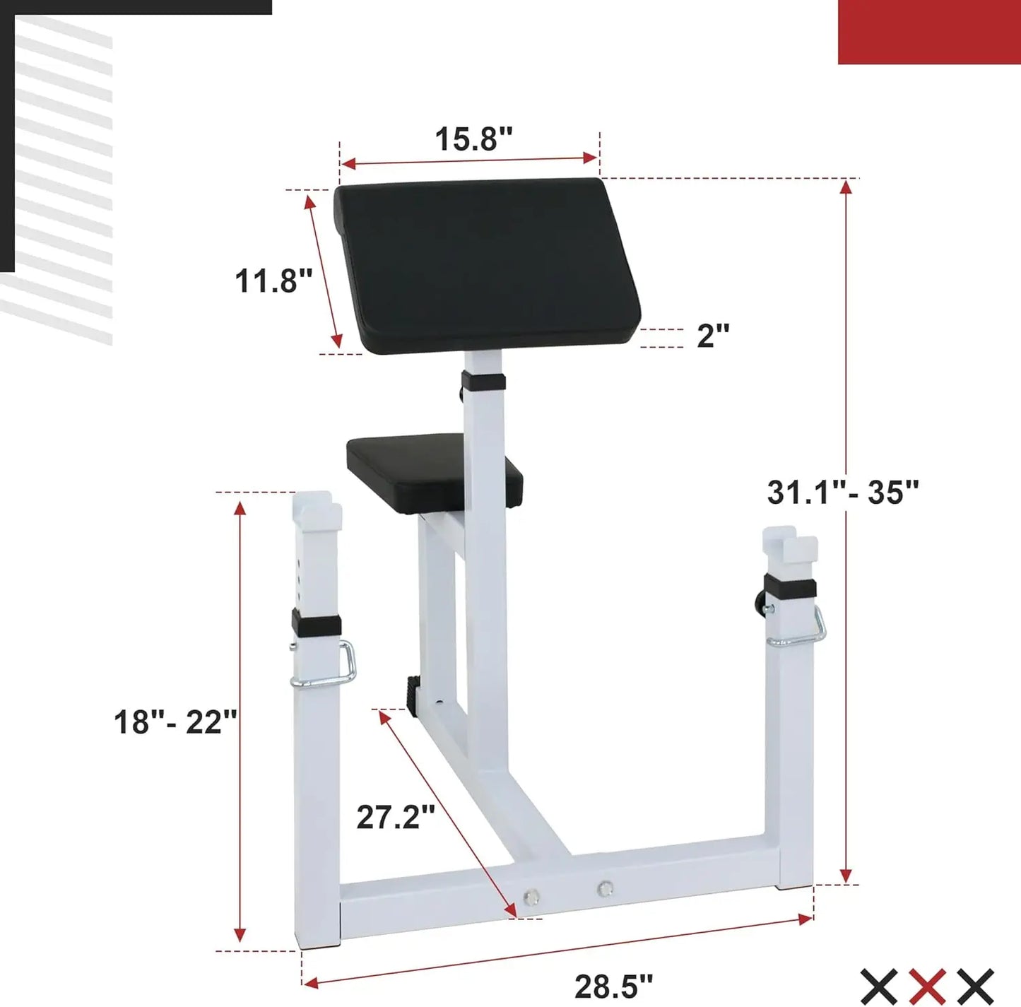 Preacher Curl Weight Bench Adjustable for Arm Curling Strength Training/Isolated Barbell Dumbbell Bicep Triceps Muscle Seated Ben