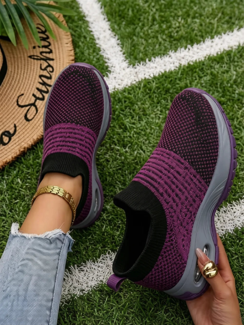 Women Breathable Mesh Rocker Bottom Sneakers Non Slip Shock Absorbing/Wedge Orthopedic Shoes Comfort Casual Footwear Daily Walking