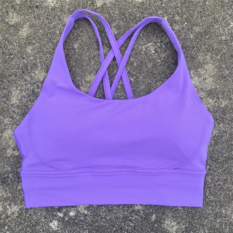 Cross Straps Sports Bra Women Gym Sports Top High Support/Fitness Bralette Yoga Vest Push Up Running Underwear With Chest Pad