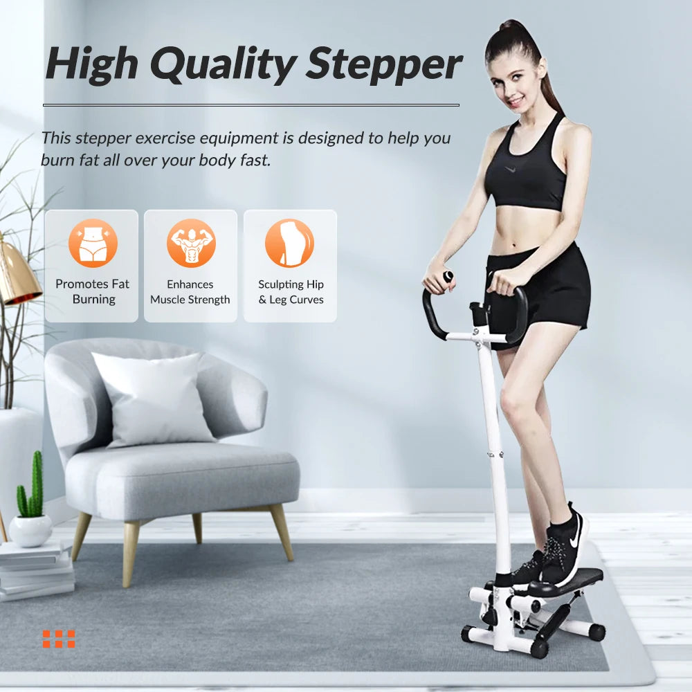 Exercise Stepper Machine Fitness Twist Stepper Stair Step with Handlebar/LCD Monitor Resistance Bands Cardio Workout Home Gym
