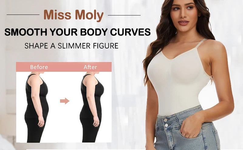 MISSMOLY Womens Full Body Shaper Backless Shapewear/Bodysuits Tummy Control Sheath Butt Lifter Push Up Slimmer