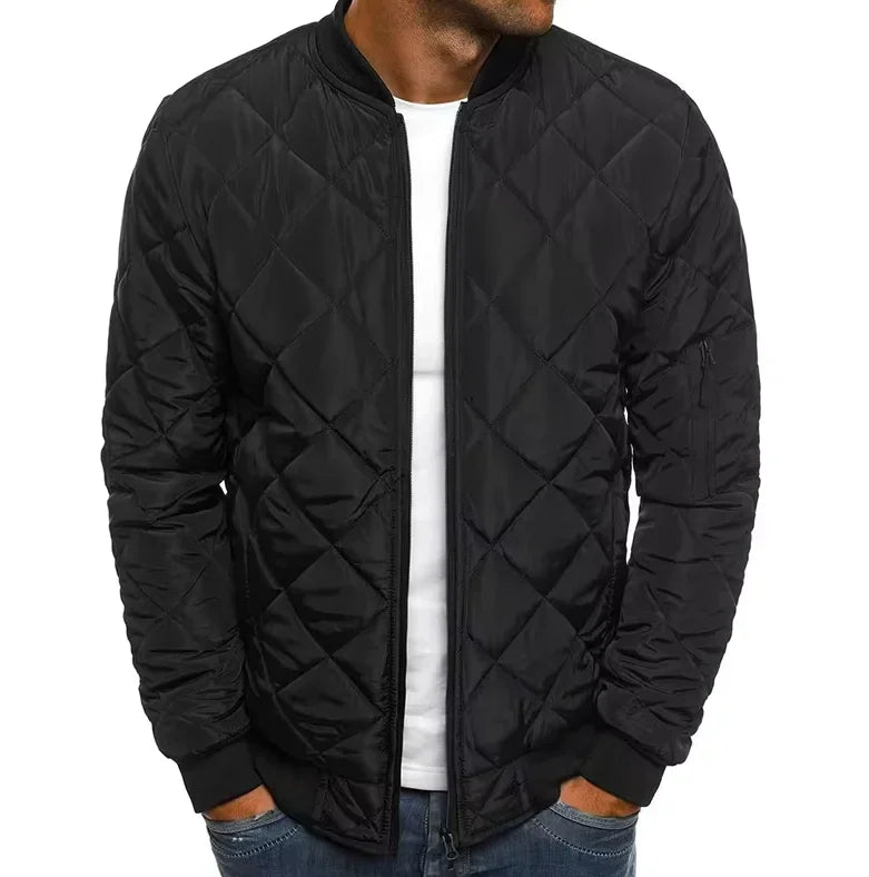 Winter New Jacket Men's Baseball Collar Mesh Pressed/Lightweight  Jacket Vintage Flight Casual Long Sleeve