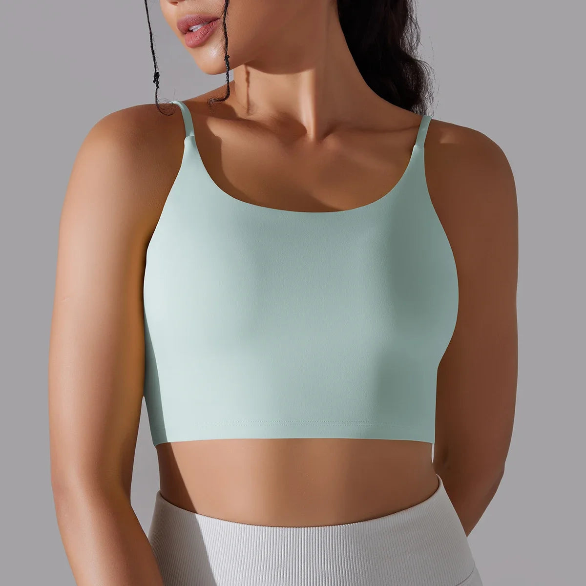 Solid Color Yoga Sports Bra Women Fixed Padded/Slim Gym Fitness Workout Undershirt Top