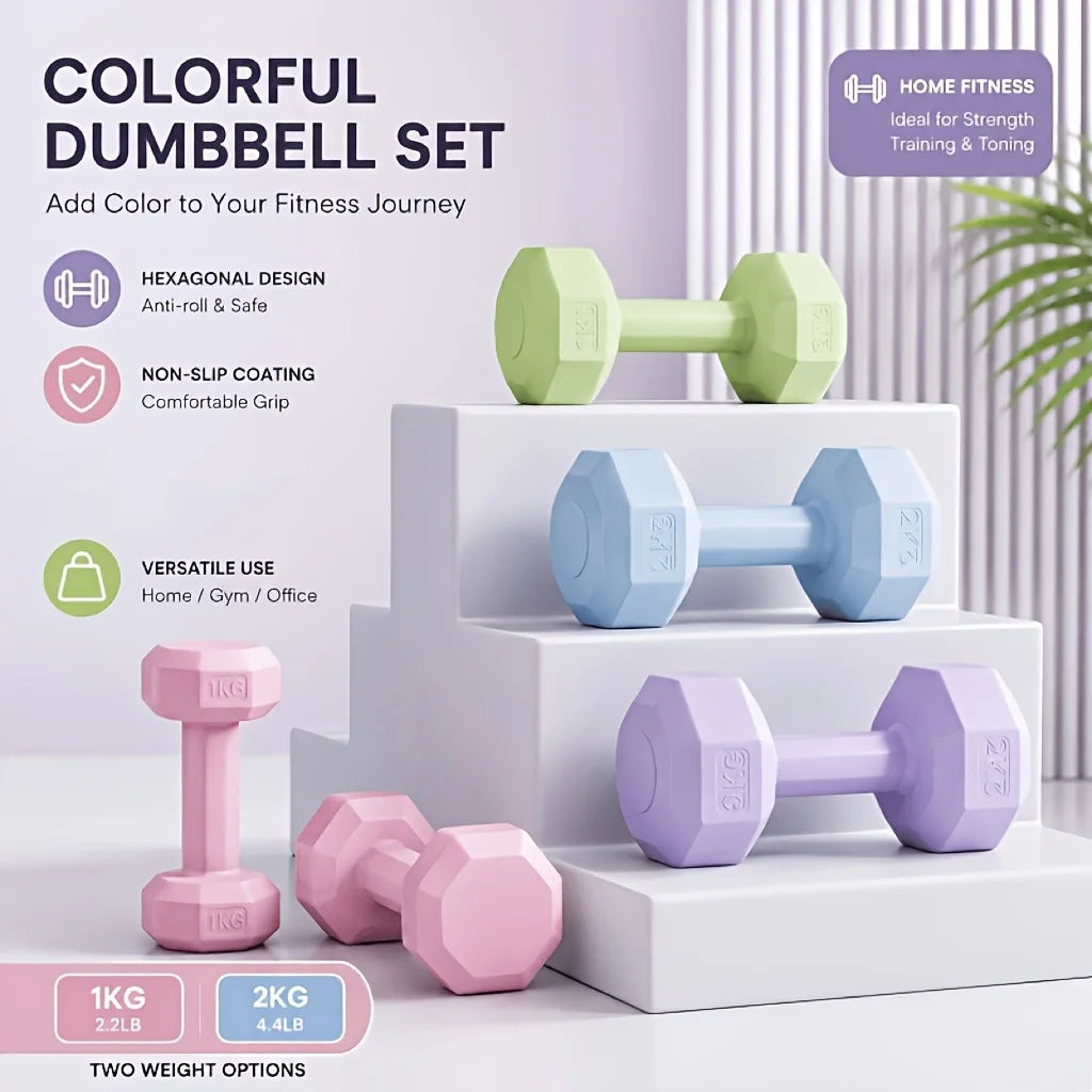 Women's Multifunctional Dumbbell Set Perfect for Home and Gym Workouts/Arm Training and Yoga Durable PP Material Mixed Colors