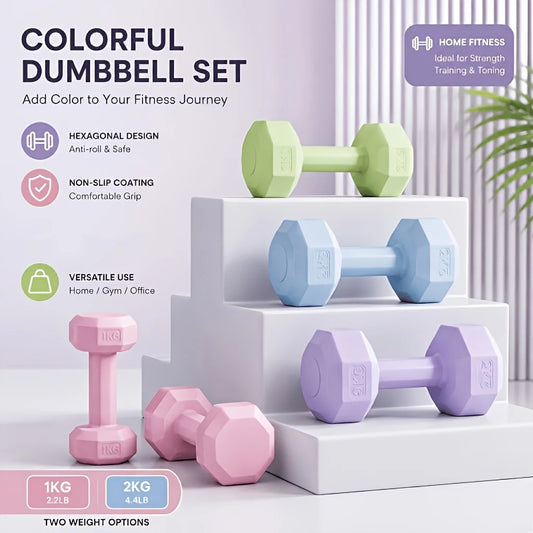 Women's Multifunctional Dumbbell Set Perfect for Home and Gym Workouts/Arm Training and Yoga Durable PP Material Mixed Colors