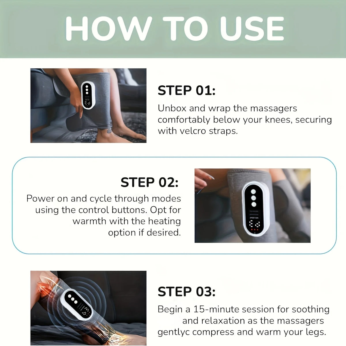 LINGTENG 2 Leg Massagers for Both Calves with Heating and Wireless Calf Massager with 3 Modes and 3 Intensity Levels
