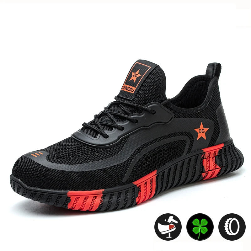 Puncture-Proof Protective Shoes for Men Work Safety Shoes/Sports Breathable Sneakers Anti-smash Steel Toe Running Shoes