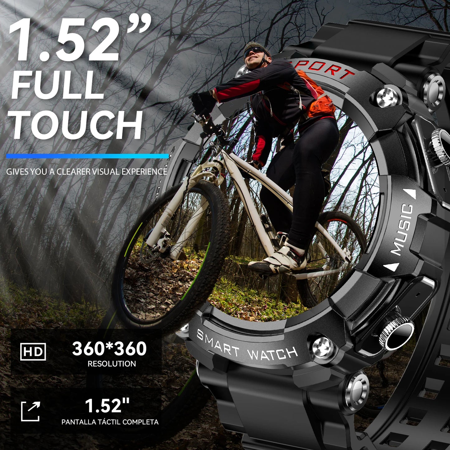 LaNikar Smart Watch AMOLED Display With In-Ear Bluetooth Headset/Heart Rate Blood Pressure Oxygen Saturation Monitoring HD Audio