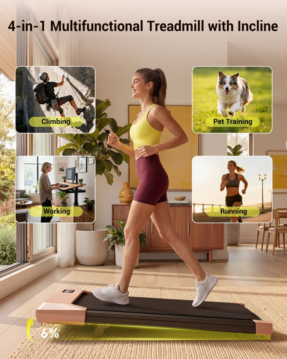 2in1 Walking Pad Mini Treadmill Portable for Home&Office/Under Desk LCD Screen Max 300lbs Quiet Treadmills Exercise Machine