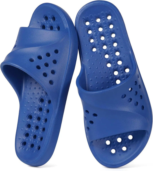 Quick-Dry Shower Shoes with Arch Support & Drain Holes for Women/Non-Slip Pool Slides Indoor Outdoor House Slippers