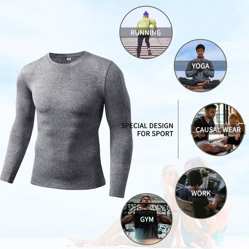 Men Compression Running T-Shirt Fitness Tight Long Sleeve Sport T-shirt/Training Jogging Shirts Gym Sportswear Quick Dry Clothes