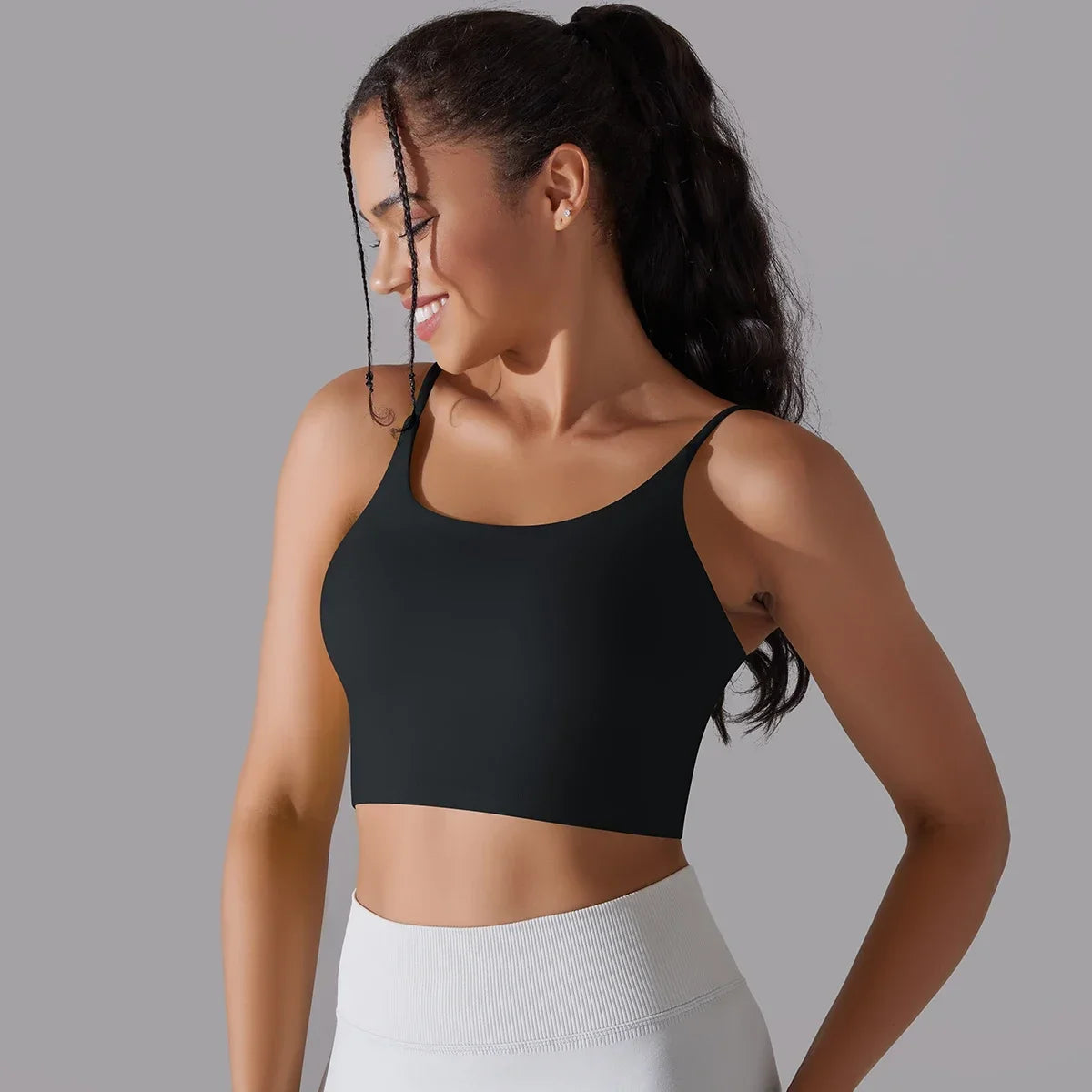 Solid Color Yoga Sports Bra Women Fixed Padded/Slim Gym Fitness Workout Undershirt Top