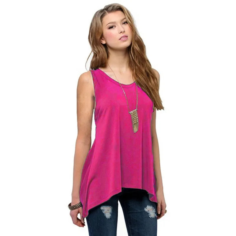 Summer Women's Sleeveless Solid Vest/Casual Holiday Blouse Top Women Tank Tops