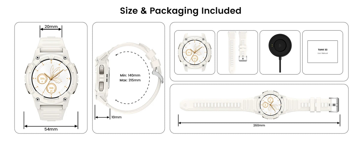 KOSPET TANK S2 GPS Smart Watch For Women Compass Altimeter Barometer/Bluetooth Call AI Voice AMOLED IP69K Waterproof Smartwatch