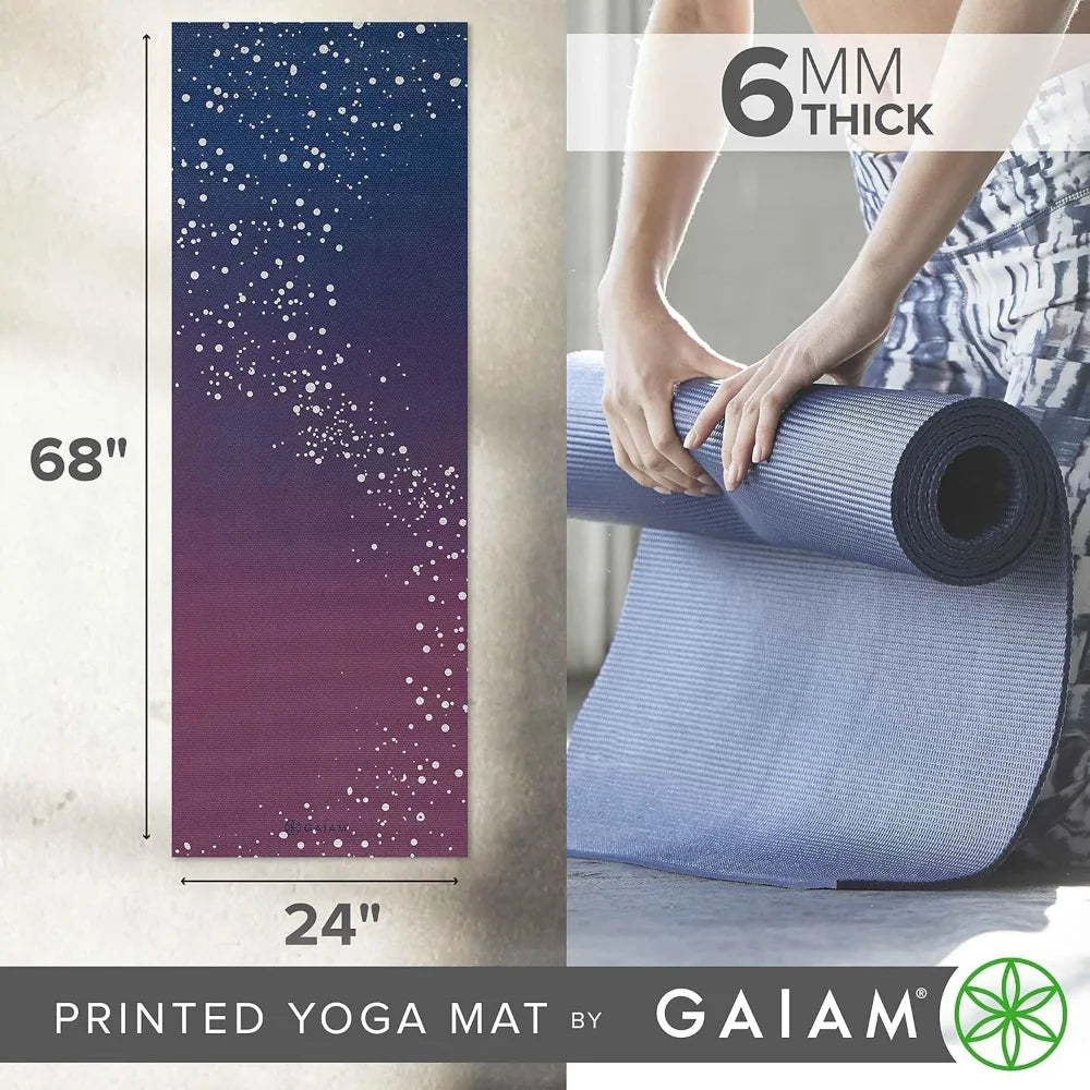 Gaiam Yoga Mat - Premium 6mm Print Extra Thick Non Slip Exercise/Fitness Mat for All Types of Yoga, Pilates & Floor Workouts
