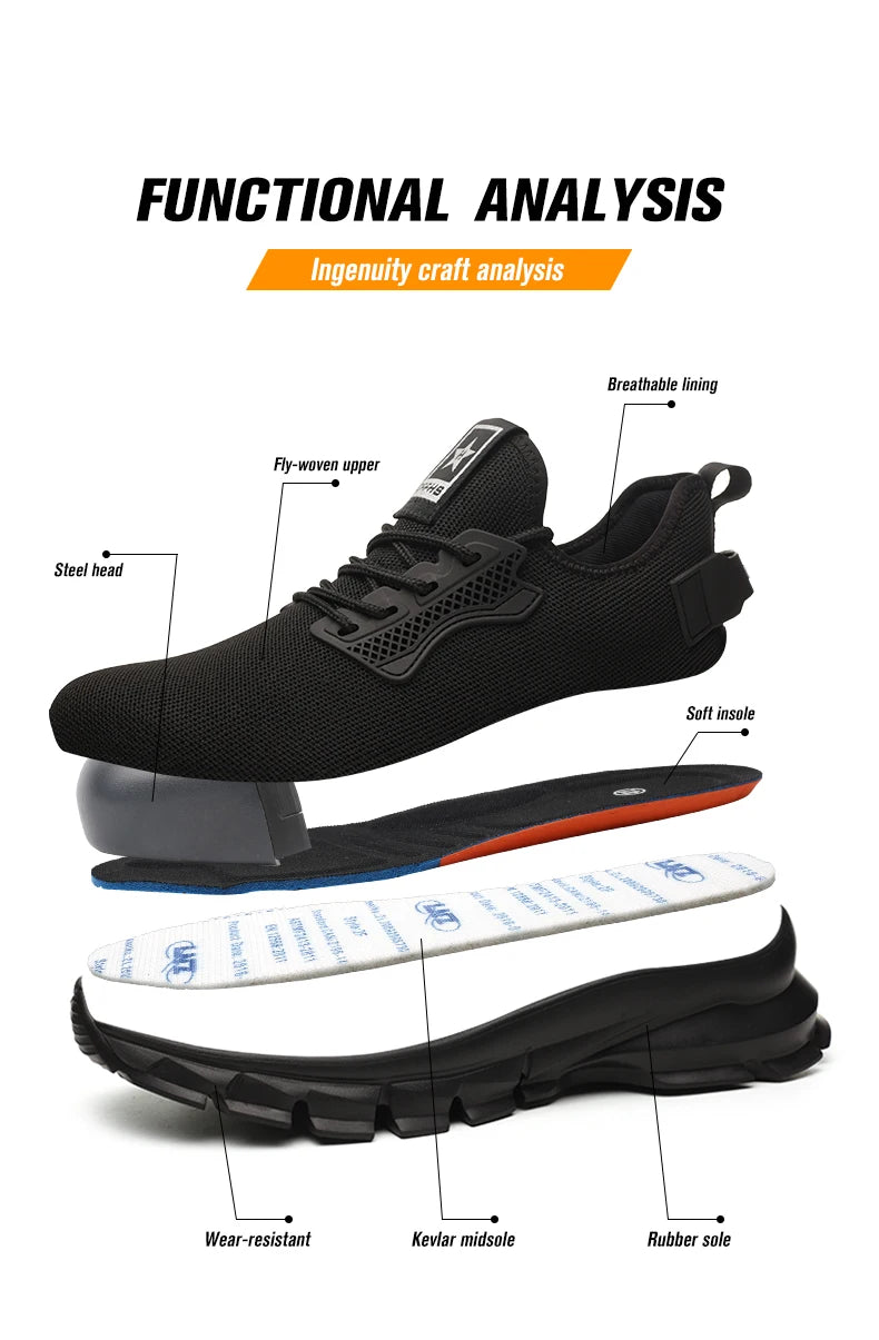 Soft-soled, comfortable anti-smash/anti-puncture and breathable safety shoes
