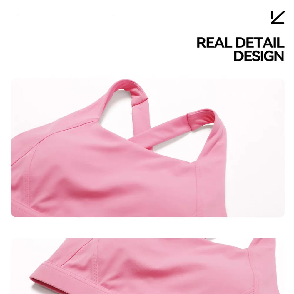 Solid color cross back sports bra quick drying shock-absorbing/Pilates yoga vest running and fitness bra