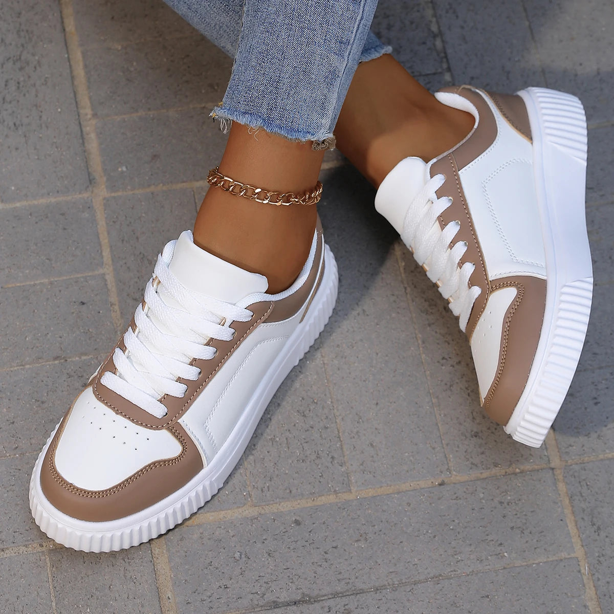 YRZL Women's Sneakers Autumn White Shoes Lightweight Thick Sole/Non Slip Shoes Casual Sports Shoes for women