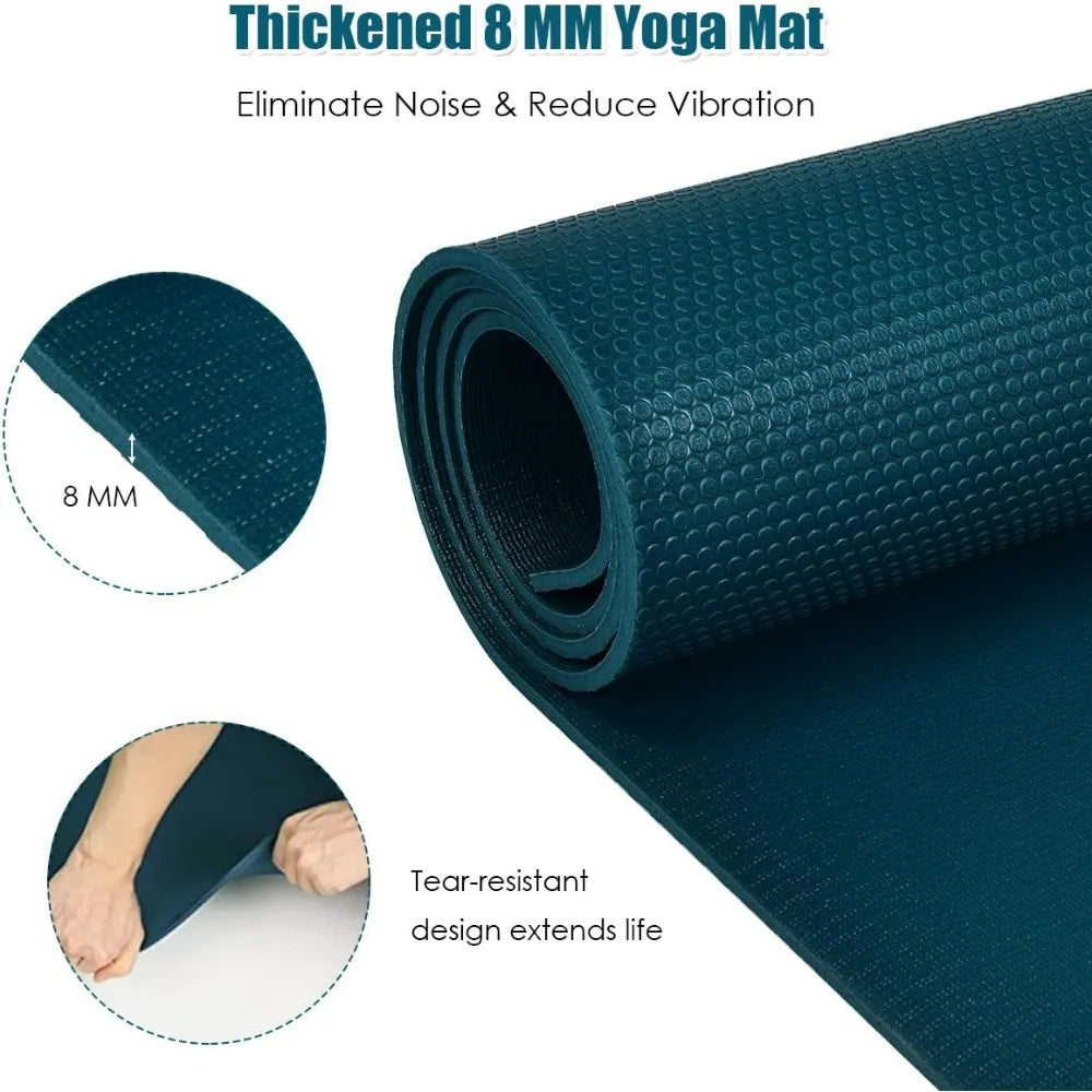 Large Yoga Mat, 7' x 5' x 8mm Workout Mat with Straps/Eco Friendly Extra Thick Non Slip Fitness Exercise Mat for Home Gym