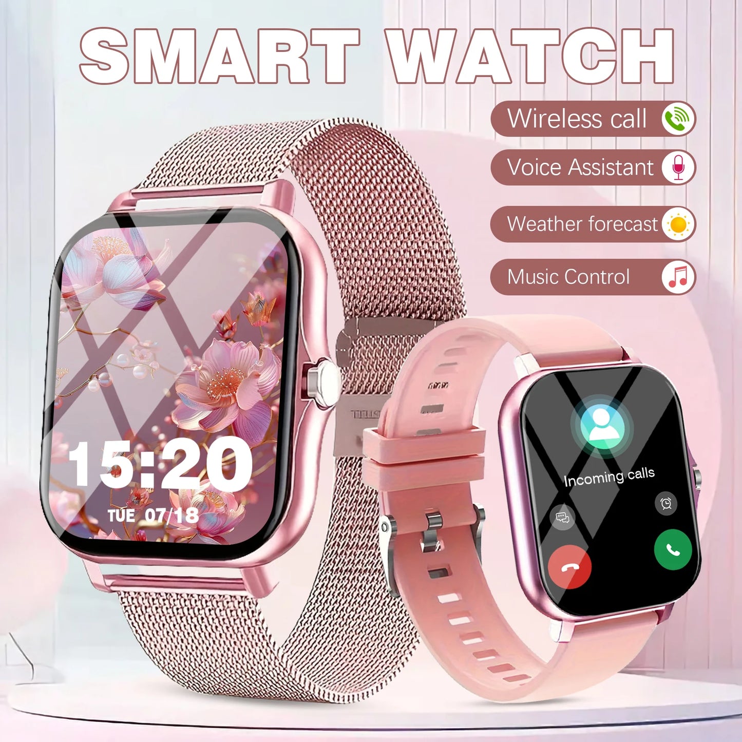 Sports smart watch, sports monitoring wireless calls/message reminders suitable for Android and iPhone