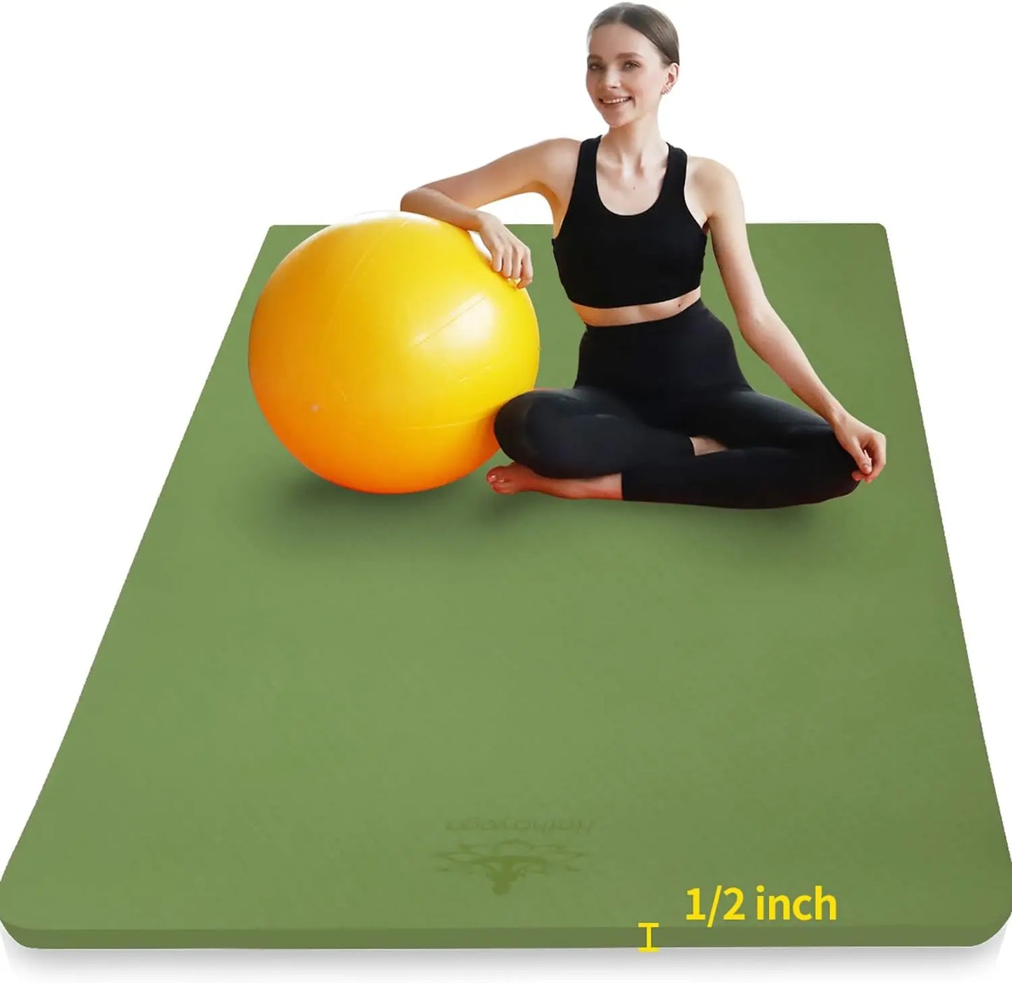 Yoga Large TPE Yoga Mat 6'x4'x1/2" Extra Thick Non-Slip Exercise Mat/for Yoga Pilates & Home Gym Workouts