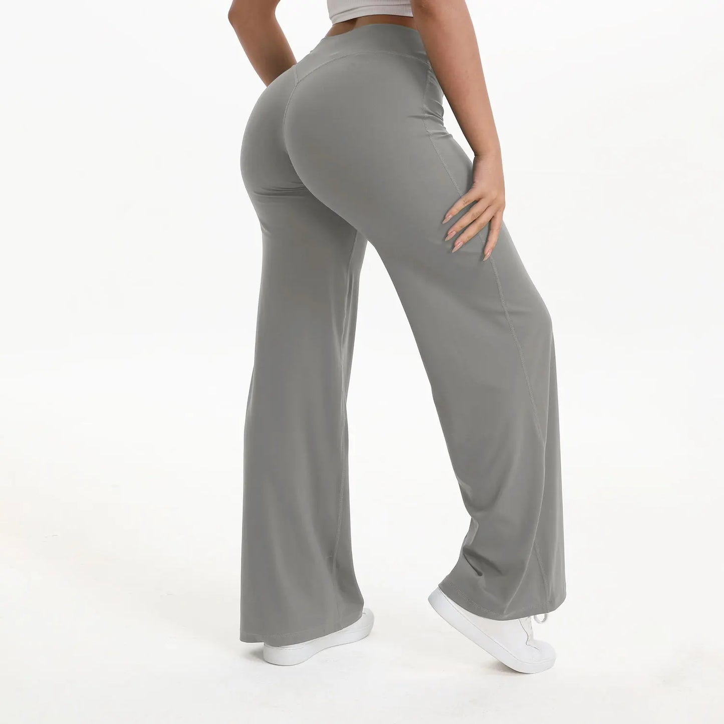 NCLAGEN Soft Motion Straight Leg Bottoms Women's Mid-Waist Yoga Pants/GYM Leggings Naked Feel Pilates Running Sports Trousers