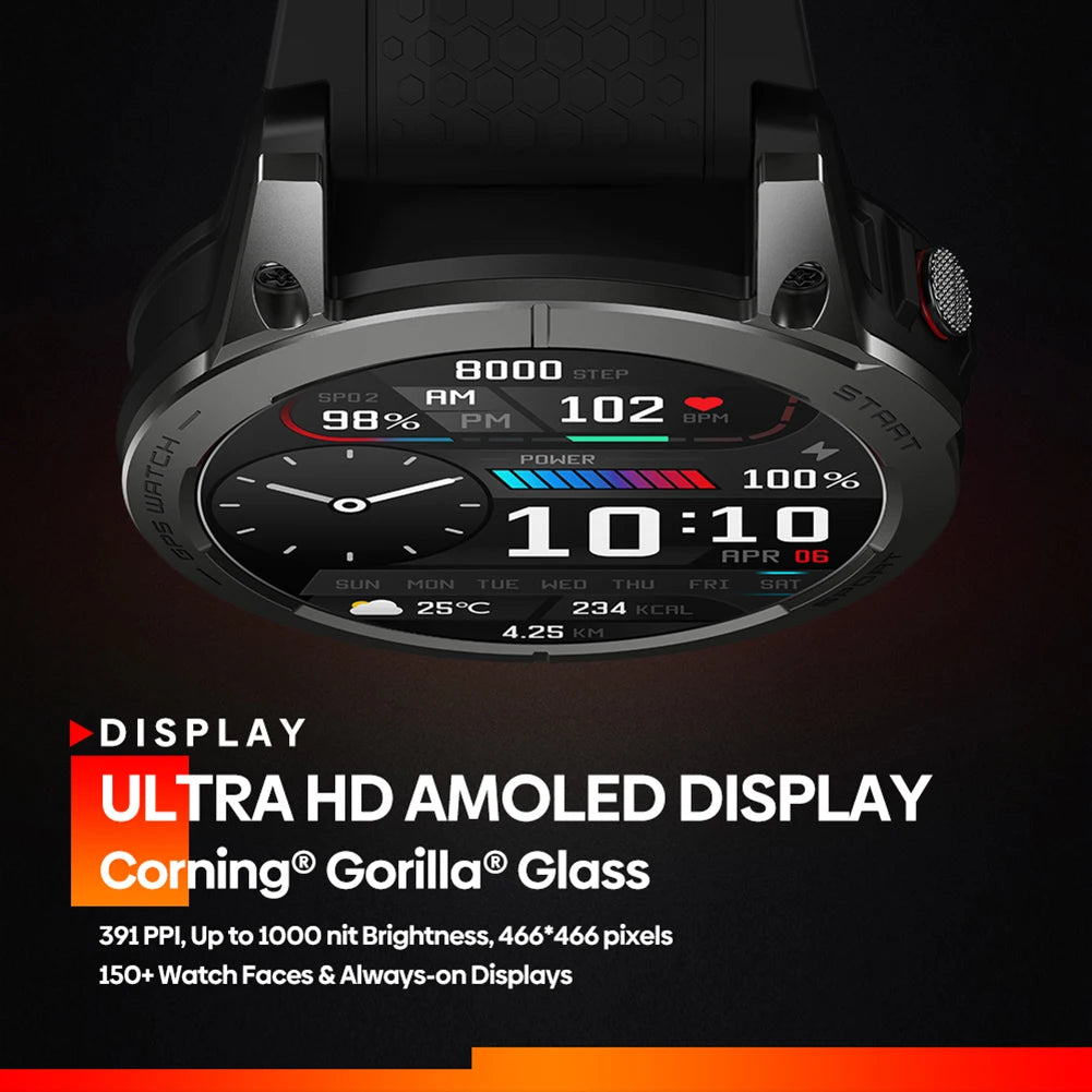 Zeblaze Stratos 3 Sport Smartwatch/AMOLED Display Fitness Watch Built-in GPS