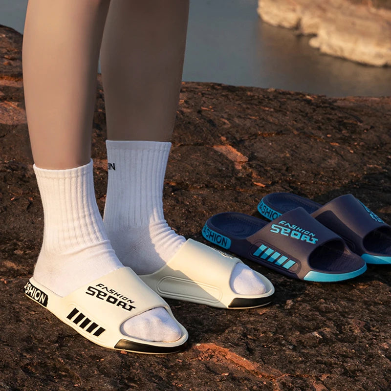 Big Size 48-49 Men Slippers Summer Flat Sole Home Slippers For Men/Open Toe Trend Slides Couple Light Beach Shoes Sandals