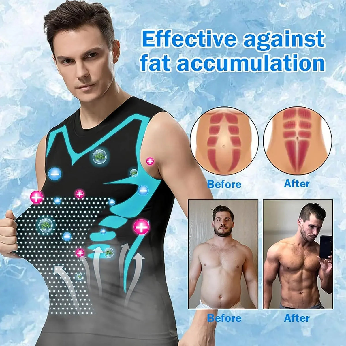 New Fashion Trends Summer Men Shapewear Ionic Shaping Vest Sleeveless Shirt Tight Compression Shirts Tank Top Breathable Ice Silk Vest