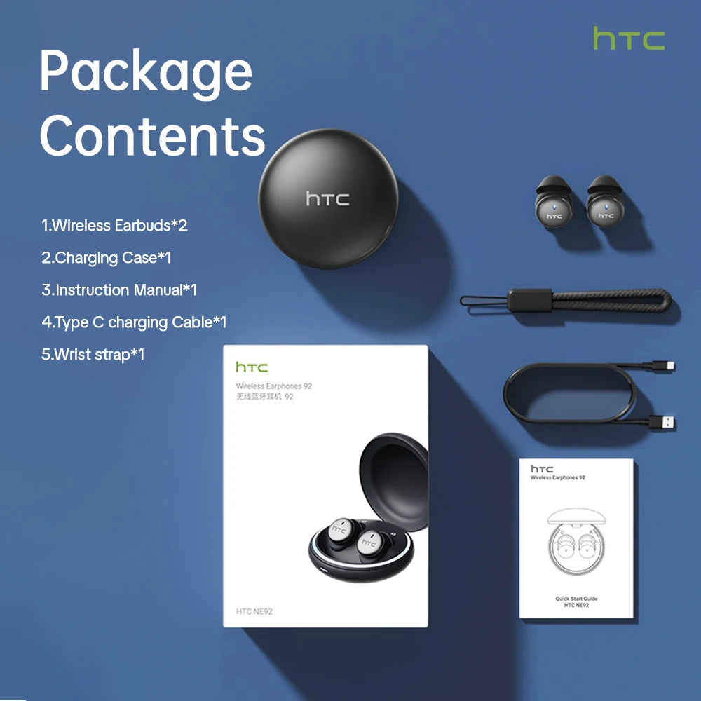 HTC NE92 Wireless Bluetooth 6.0 Sleep Earbuds In Ear Headphones/Mini Invisible Earbuds 30H Playtime Comfortable Secure Fit Earbud