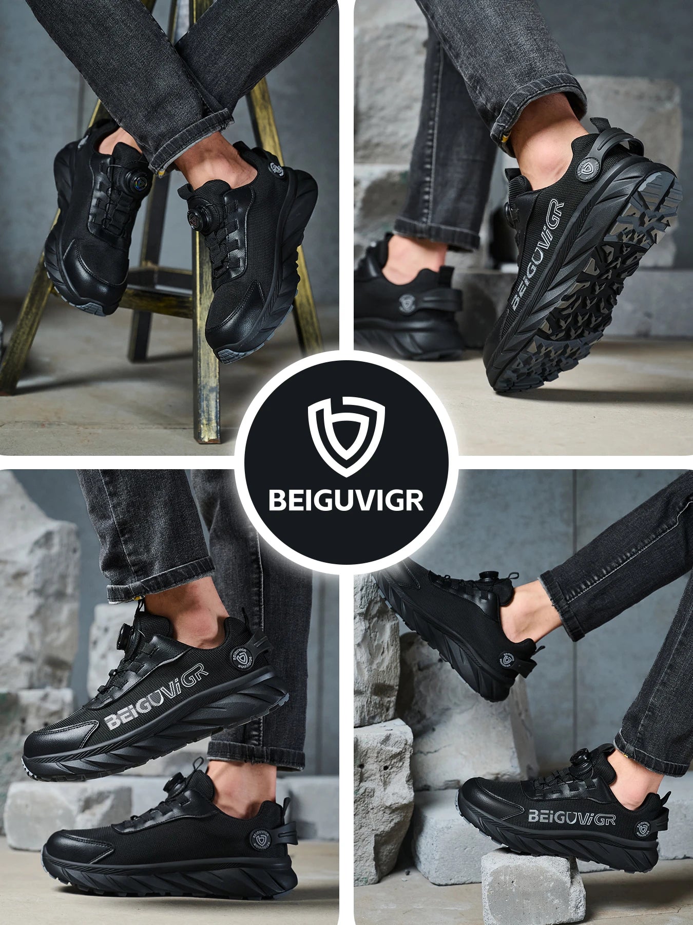 Rubber-Padded Anti-Slip Impact-Resistant/Puncture-Resistant Safety Shoes