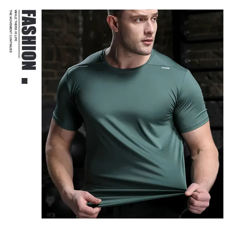 Men's Summer Loose Breathable Short Sleeve Outdoor Cycling/Quick Dry Top Running Tracksuits Fitness T-shirts Muscle Tights
