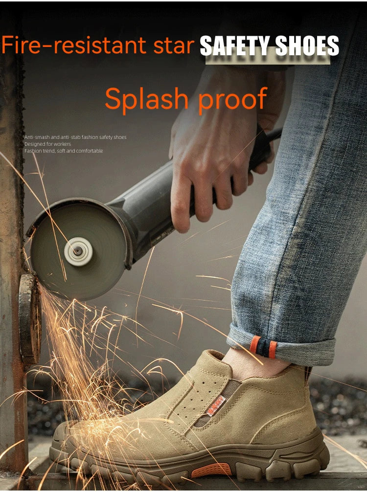 Men Work Shoes Breathable Work Sneakers Composite Toe Safety Shoes/Anti-Puncture Indestructible Shoes Welders Safety Boots