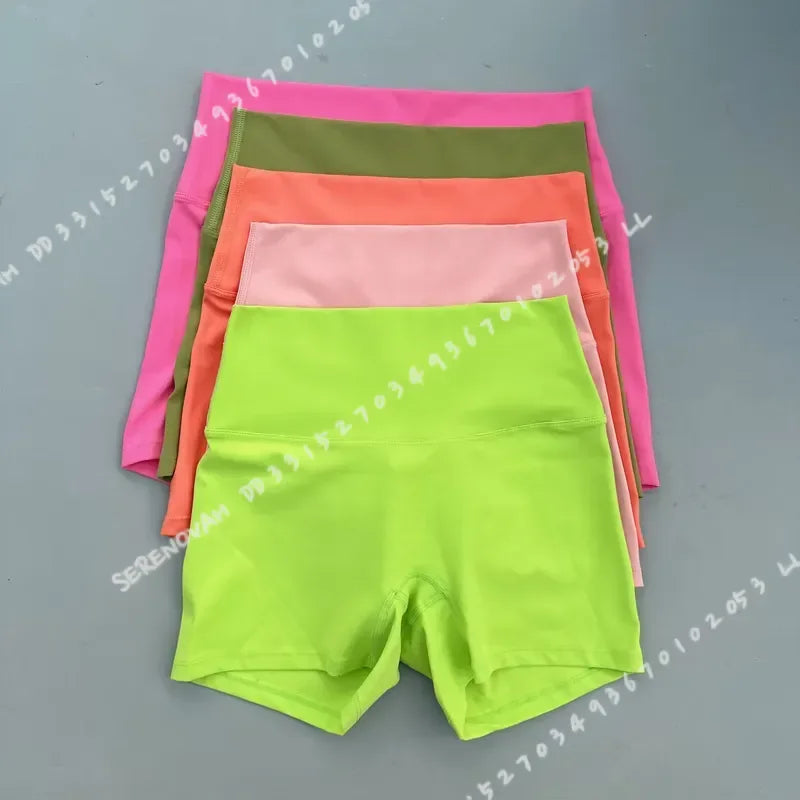 Solid Color Women Fitness Sport Shorts High Waist Athletic Yoga Shorts/Leg Cycling Comprehensive Training Jogging Squat