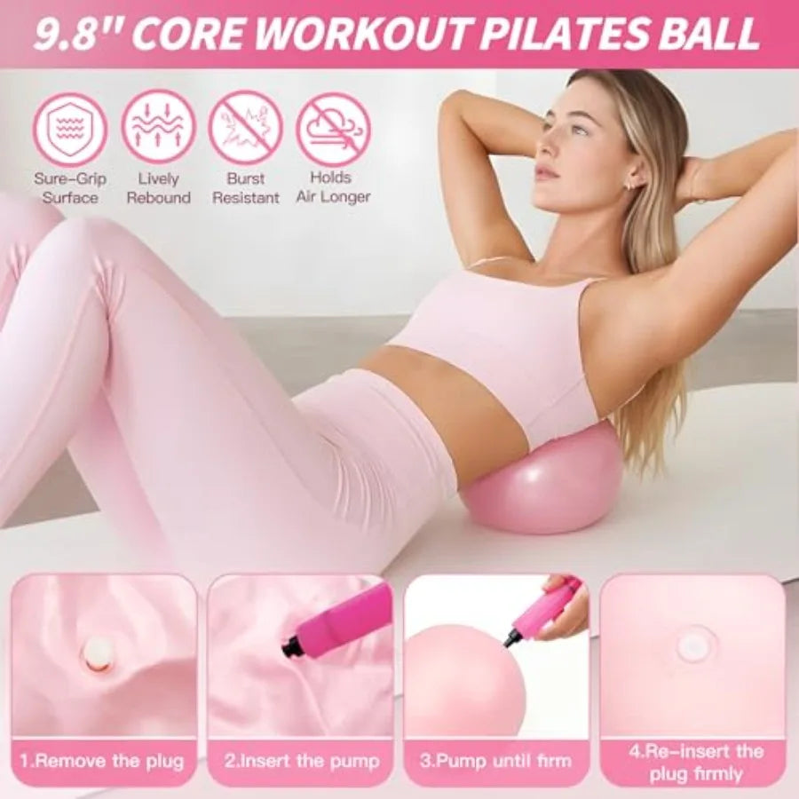 Home Pilates Workout Kit for Women with 14.5 Ring Ball/Resistance Bands Dumbbells Grip Socks in Black and Blue
