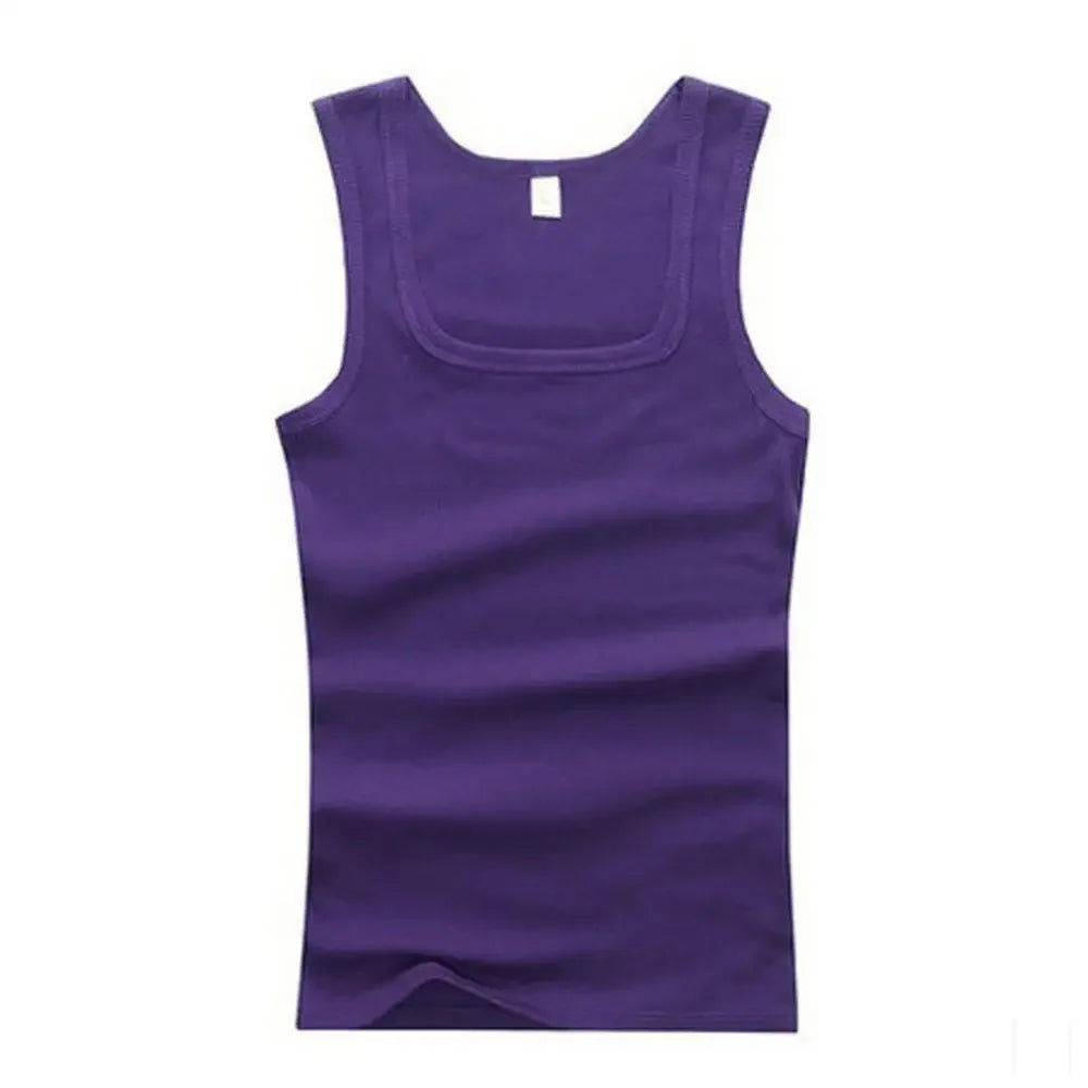 Hot Sale Men's Sleeveless Breathable Fitness Vest Basic Elastic Tank Top/Men's Cotton Bodybuilding T-shirt Classic Color Clothes