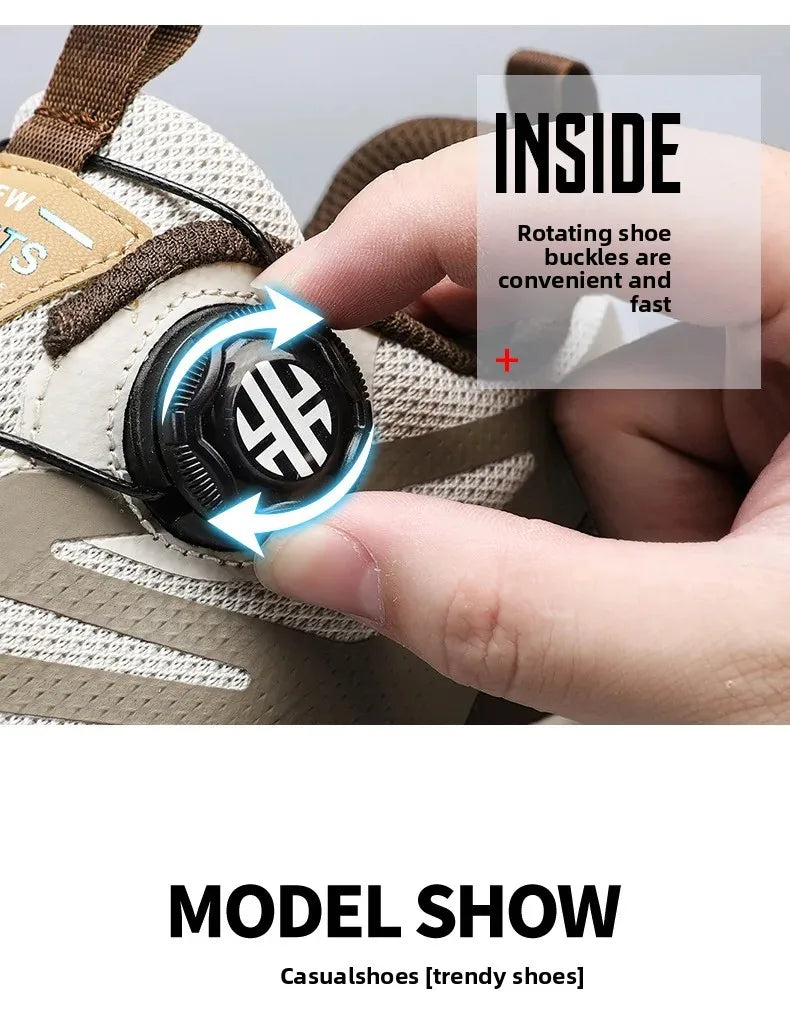 Spring Summer Thin Automatic Buckle Trail Running Shoes Casual/Function Hiking Breathable Outdoor Sports Trendy Footwear