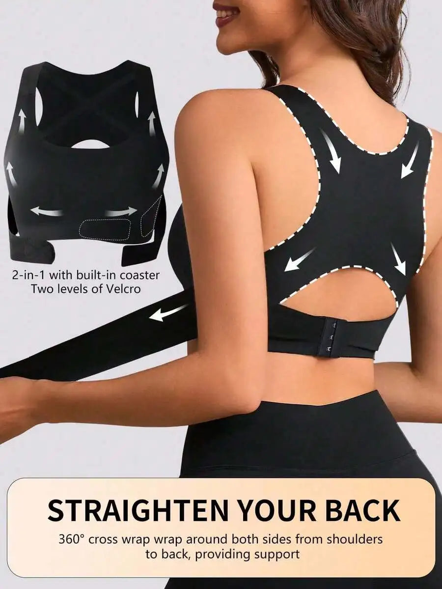 1pc 4-Season Posture Corrector & Lift Bra Front Closure Seamless/3-In-1 Sports Bra With Removable Pads Casual Outerwear Vest