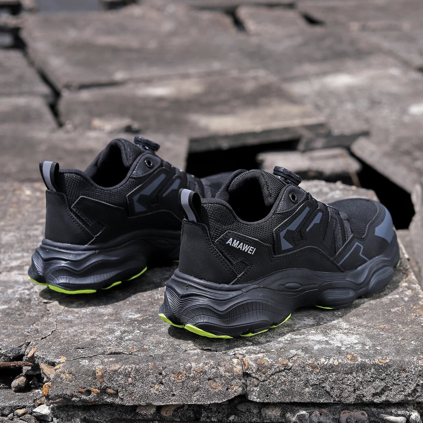 Rotating Button Steel Toe Safety Shoes for Men Lightweight/Work Sneakers Puncture Proof Work Shoes Construction Safety