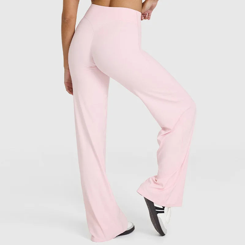 NCLAGEN Soft Motion Straight Leg Bottoms Women's Mid-Waist Yoga Pants/GYM Leggings Naked Feel Pilates Running Sports Trousers