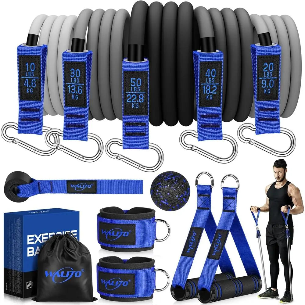 Exercise Bands Kit with Handles Door Anchor/Ankle Straps for Fitness Therapy Yoga, Home and Gym Workouts